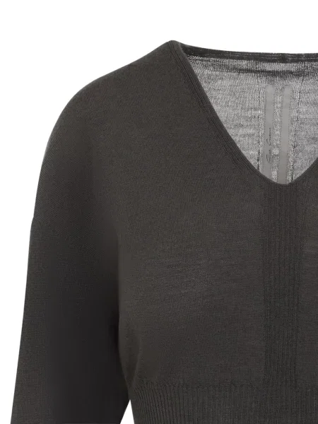 Ošišano džemper Rick Owens s V-izrezom siva