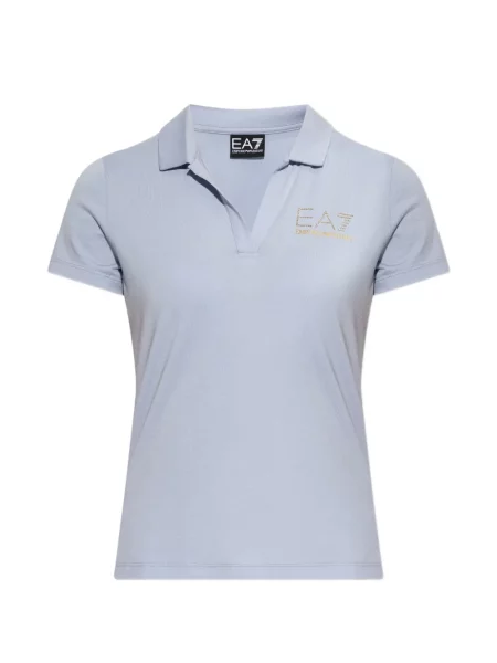 Gulerat tricou polo Ea7 Emporio Armani cu autograf albastru