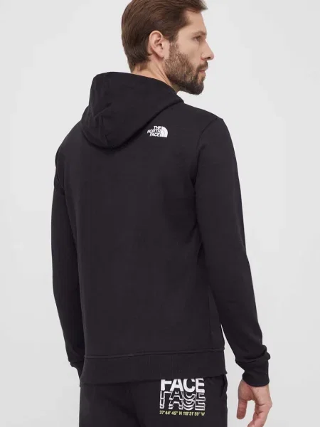 Mikina The North Face s kapucí s potiskem černá