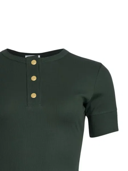 Top Patou cu guler henley verde