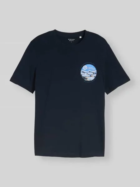 T-shirt o kroju regular fit z czystej bawełny Tom Tailor granatowa