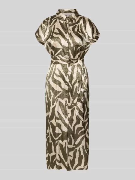 Sukienka koszulowa z brustaszą i wiązanym paskiem Apricot