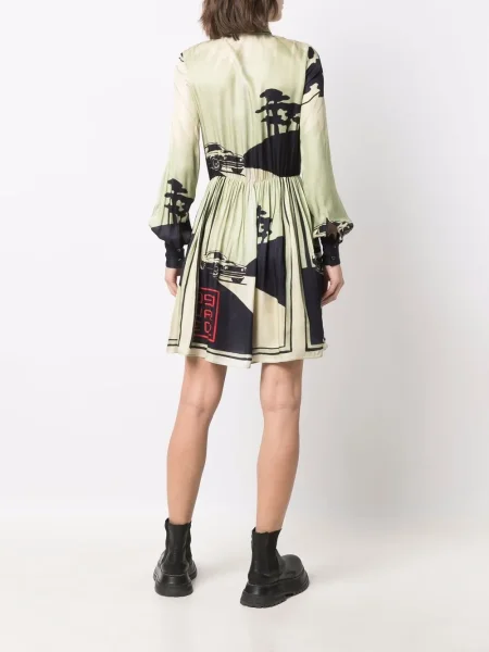 Костюм рокля тип риза Dsquared2 с принт зелено