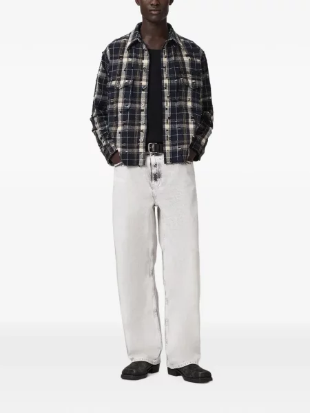 Viseltes hatású kockás ing Allsaints kék