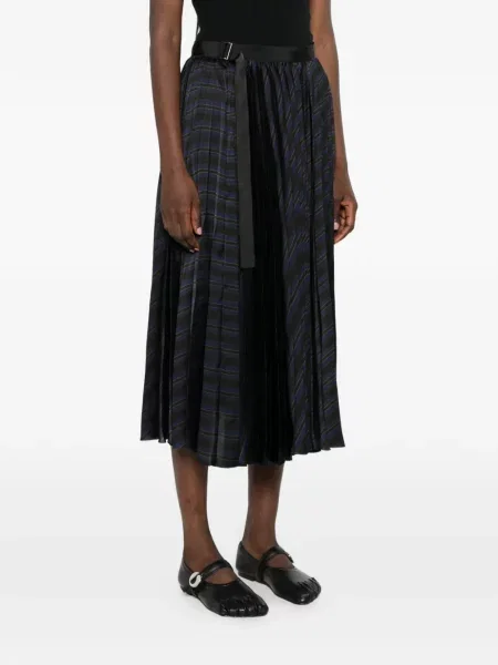 Fustă midi Sacai cu dungi negru