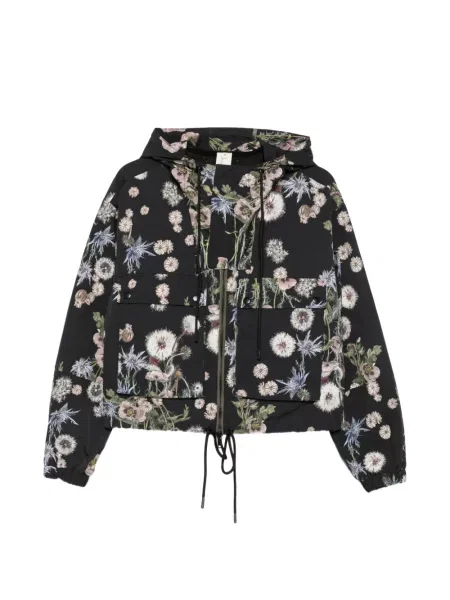 Geacă Psophia cu model floral cu glugă cu imagine negru