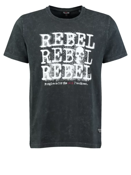 Key Largo Tricou REBEL negru alb
