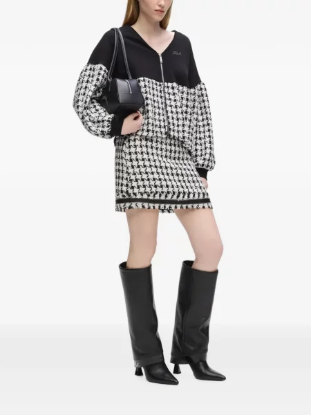 Bouclé fusta mini Karl Lagerfeld cu model pepito alb