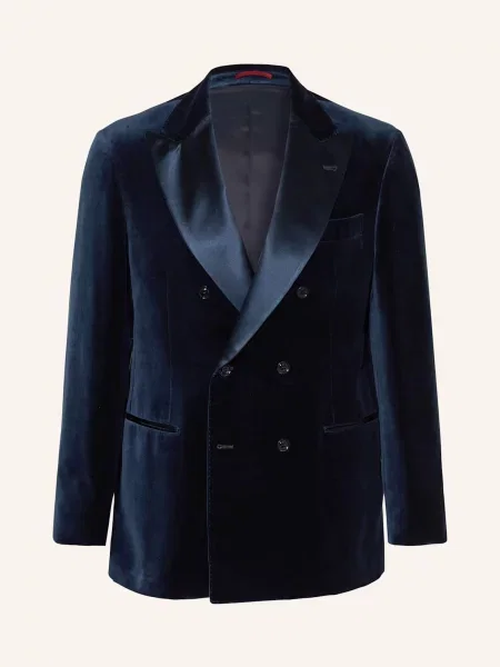 Brunello Cucinelli Marynarka Smokingowa Regular Fit Z Aksamitu Z Dodatkiem Jedwabiu blau