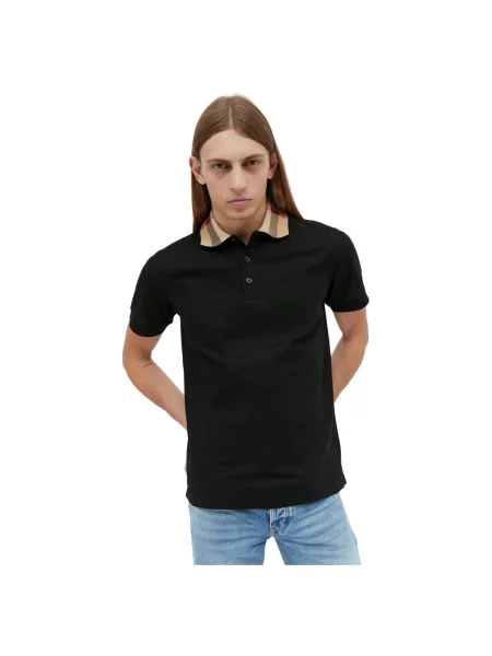 Koszulka polo Burberry z krótkim rękawem czarna