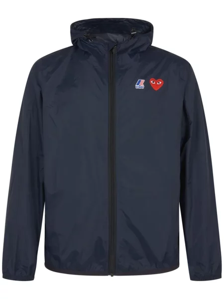 Geacă Comme Des Garcons Play cu glugă albastru