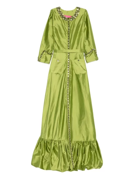 Rochie maxi Miau By Clara Rotescu de cristal de costum verde