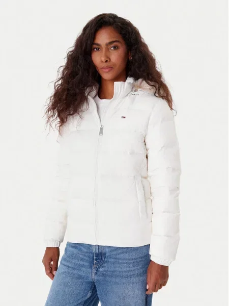 Vatovaná bunda Tommy Jeans bílá