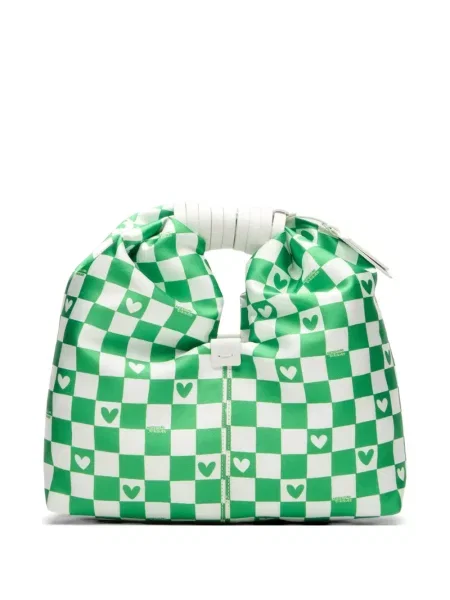 Чантичка Casadei с принт със сърца зелено