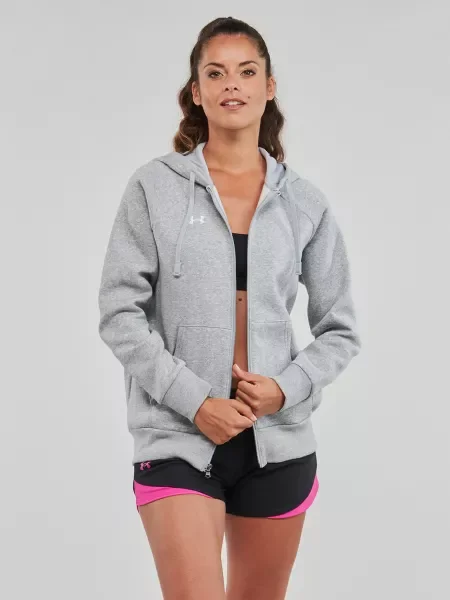 Fleecová mikina s kapucňou Under Armour s kapucňou sivá