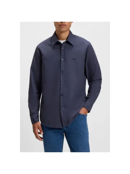 Koszula Boss Orange casual z kołnierzykiem włoskim niebieska