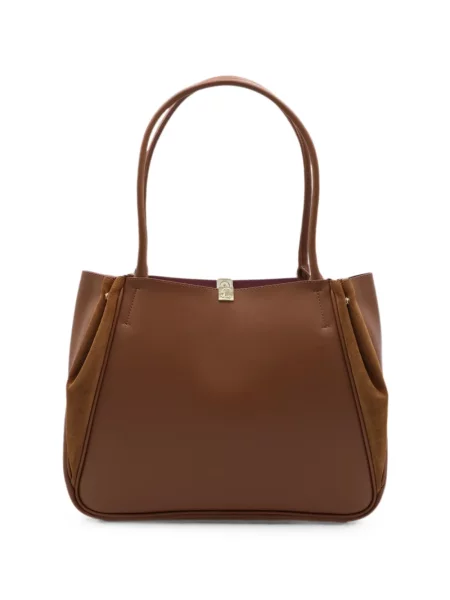 Geantă shopper Coccinelle din piele de căprioară maro