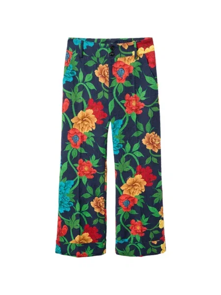 Pantaloni La Doublej cu model floral albastru