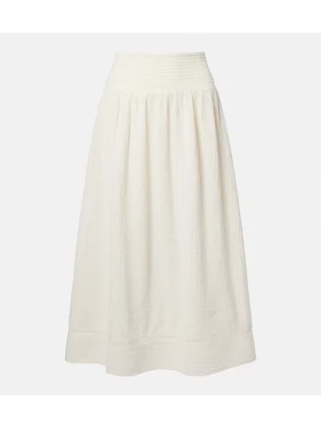 Fustă midi Velvet de catifea până la genunchi alb