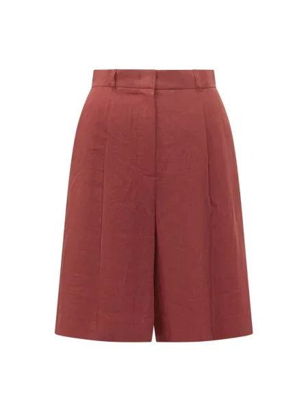 Lniane bermudy Max Mara Studio czerwone