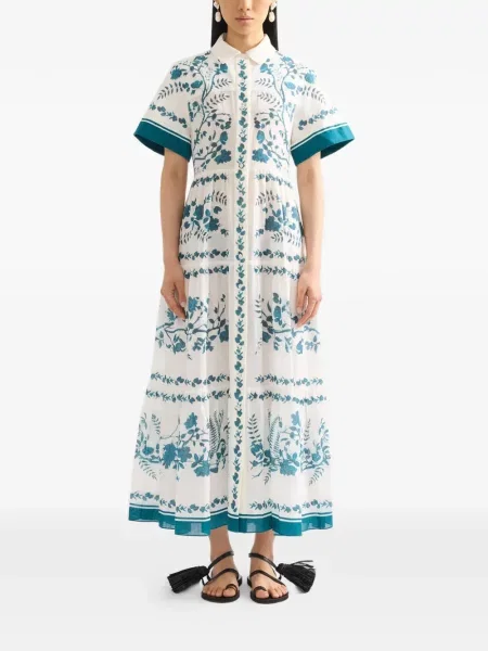 Rochie tip cămașă Erdem cu imagine alb
