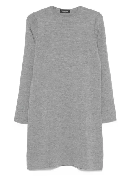 Rochie midi Fabiana Filippi de lână cu decolteu rotund până la genunchi gri