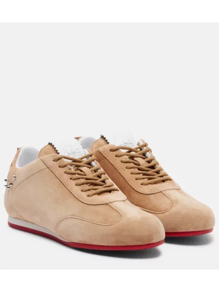 Sneakerși Christian Louboutin din piele de căprioară bej