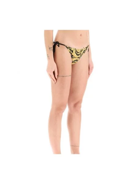 Bikini Versace z nadrukiem z dekoltem halter żółty