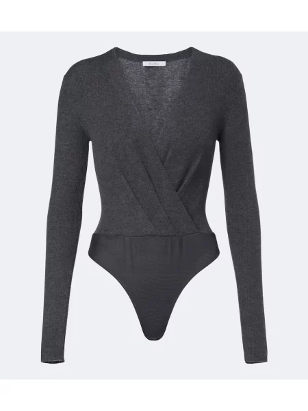 Body Max Mara din cașmir drapat gri