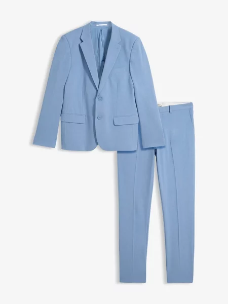 Garnitur z super stretchem slim fit niebieski