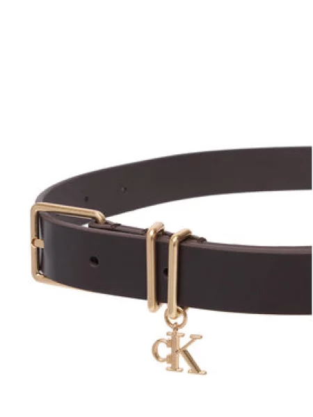 Calvin Klein Pas Monogram Charm Keeper Belt Temno rjava modra