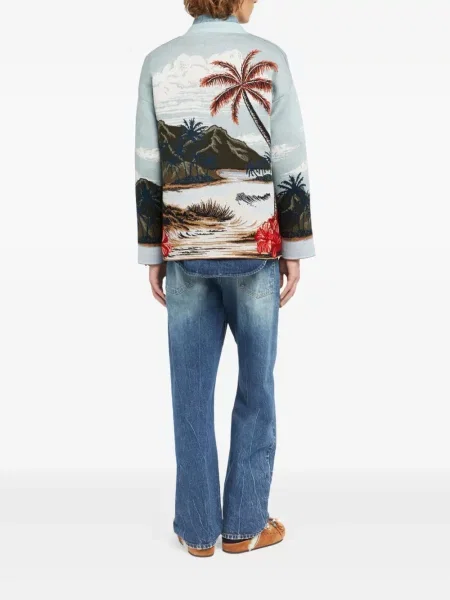 Cardigan Alanui cu imagine cu imprimeu tropical albastru
