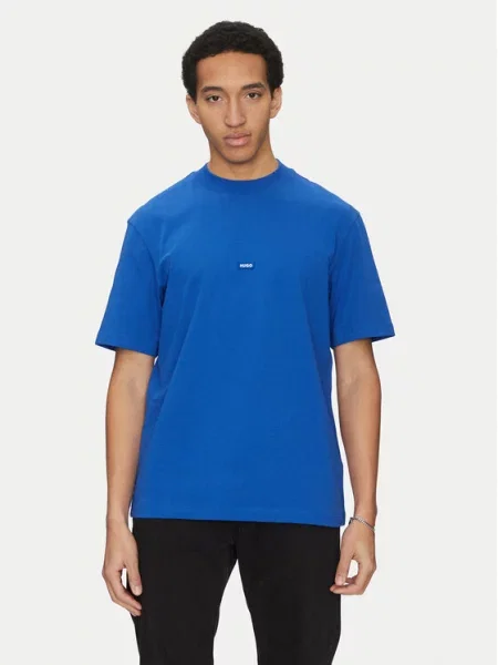 HUGO Tričko Nieros královská / offwhite modrá
