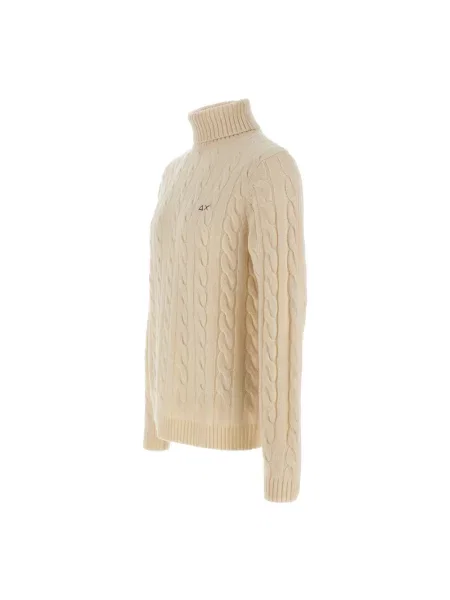 Sweter z golfem Sun68 wełniany biały