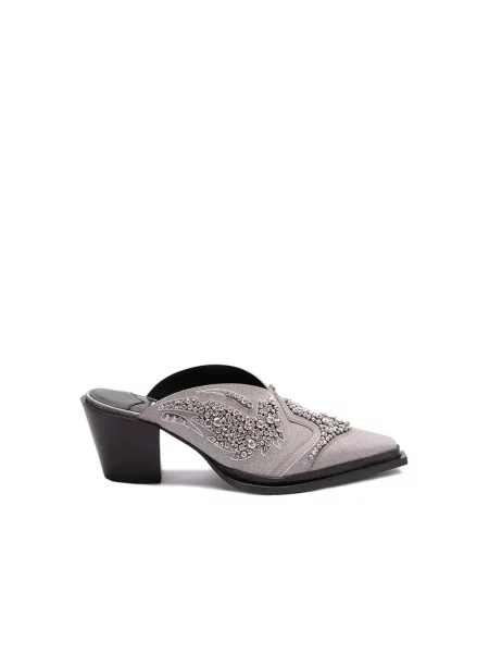 Klapki mules Jimmy Choo skórzane szare