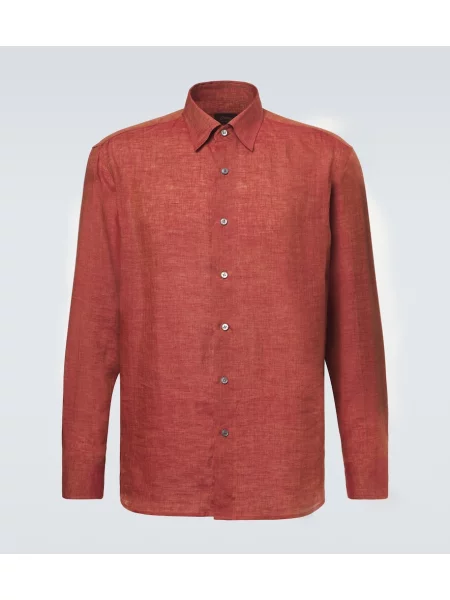 Cămașă Brioni de in portocaliu