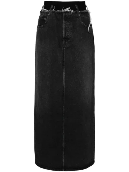 Fustă din denim Alainpaul zdrențuiți negru