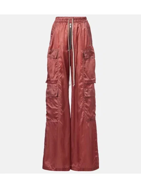 Spodnie cargo Rick Owens z wysoką talią różowe