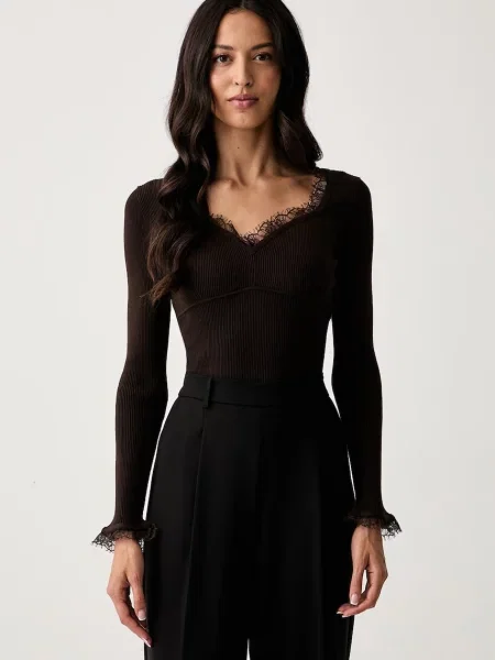 Twinset sweter z wiskozą brązowy
