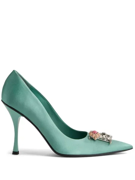Pantofi cu toc Dsquared2 din satin de cristal verde