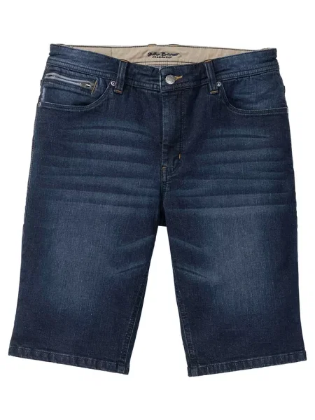 Bermudy dżinsowe ze stretchem o kroju slim fit niebieskie
