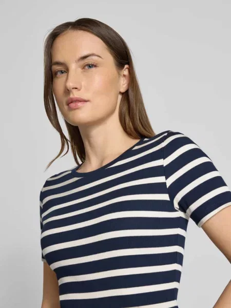 T-shirt o kroju slim fit z mieszanki bawełny Tom Tailor Denim granatowa