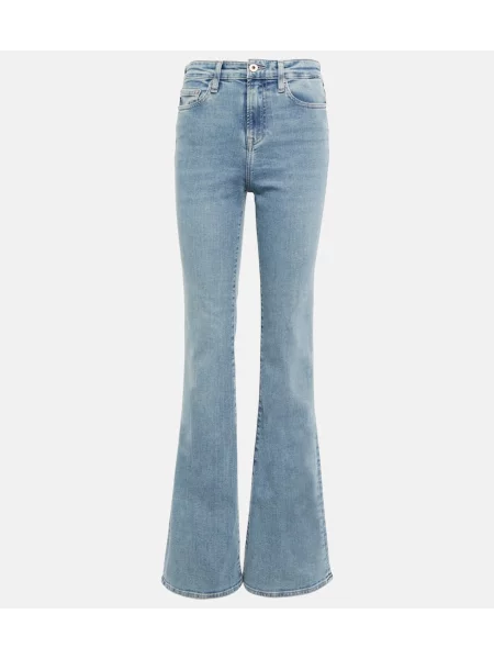 Blugi evazați Ag Jeans cu talie înaltă albastru