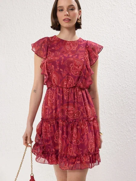 Trendyol Rochie mov vânătă / roz roșu