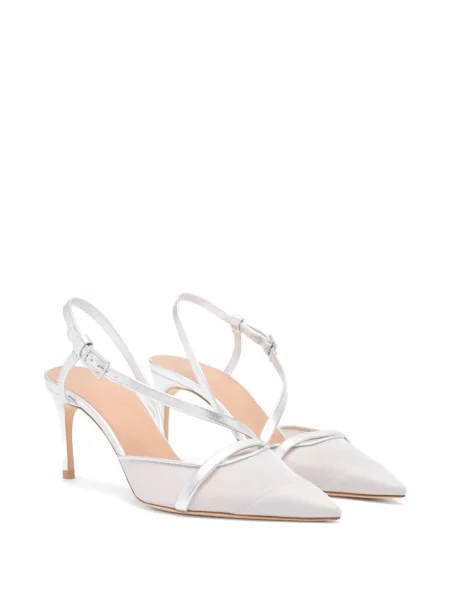 Pantofi cu toc Malone Souliers slingback din organza alb
