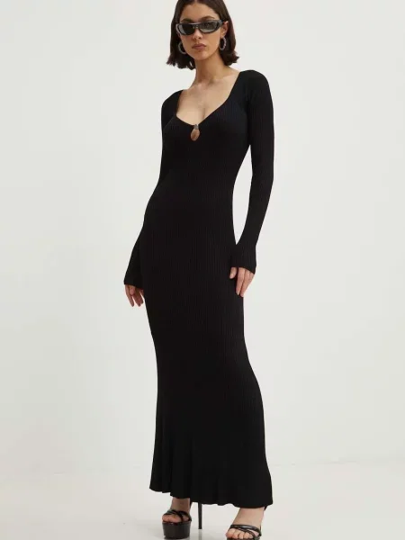 Moschino Jeans sukienka maxi dopasowana czarny