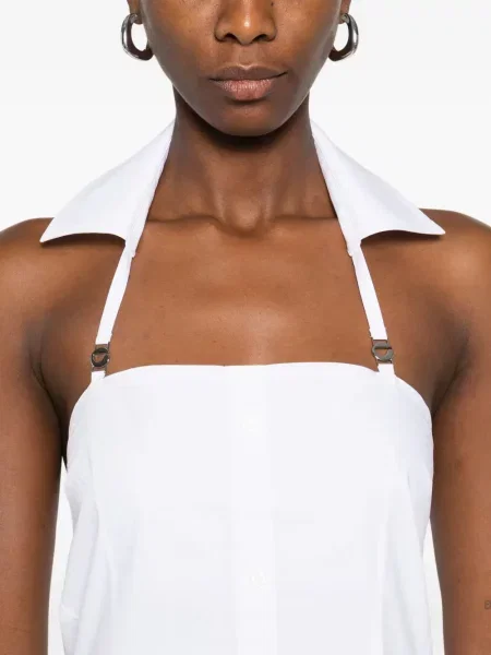 Φόρεμα Coperni με halter λαιμόκοψη λευκό