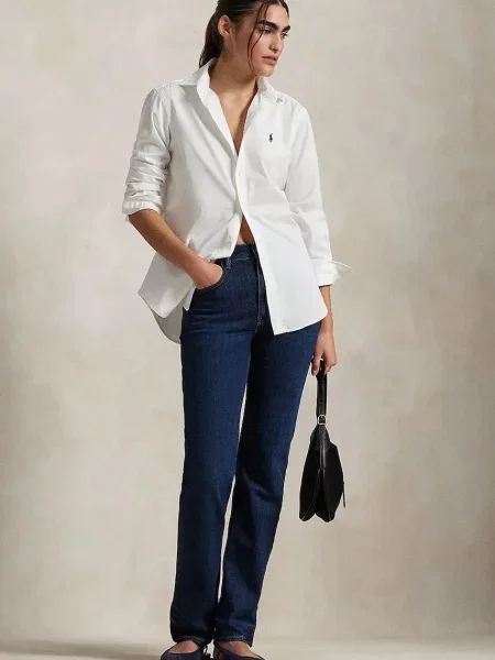 Polo Ralph Lauren jeansy high waist niebieskie