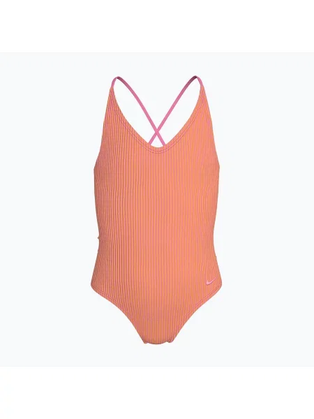 Gyermek egyberészes fürdőruha Nike Ocean Bound Ripple Texture Lace Up pink glow. Méret: XL rózsaszín