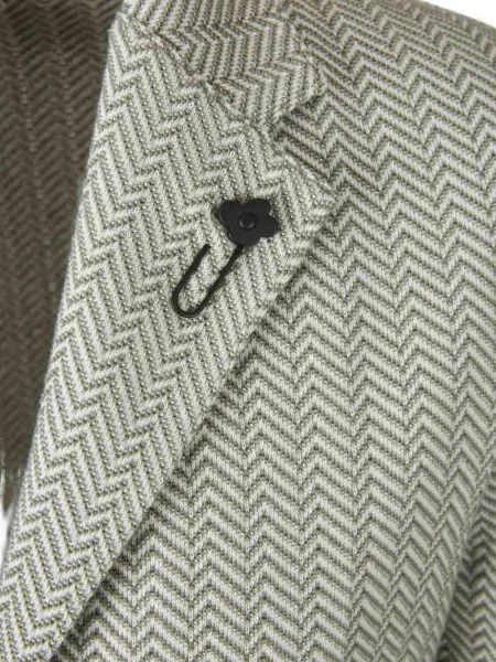 Sacou Lardini cu model herringbone cu un singur rând de nasturi verde